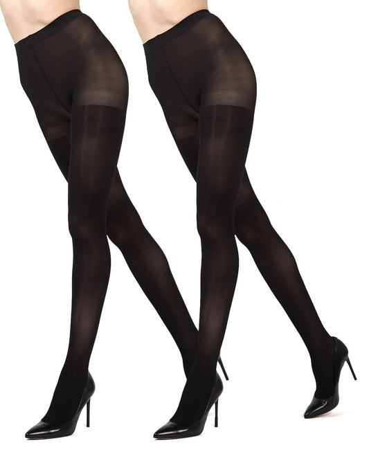 Ultra Black Control Top Tights 2-Pack