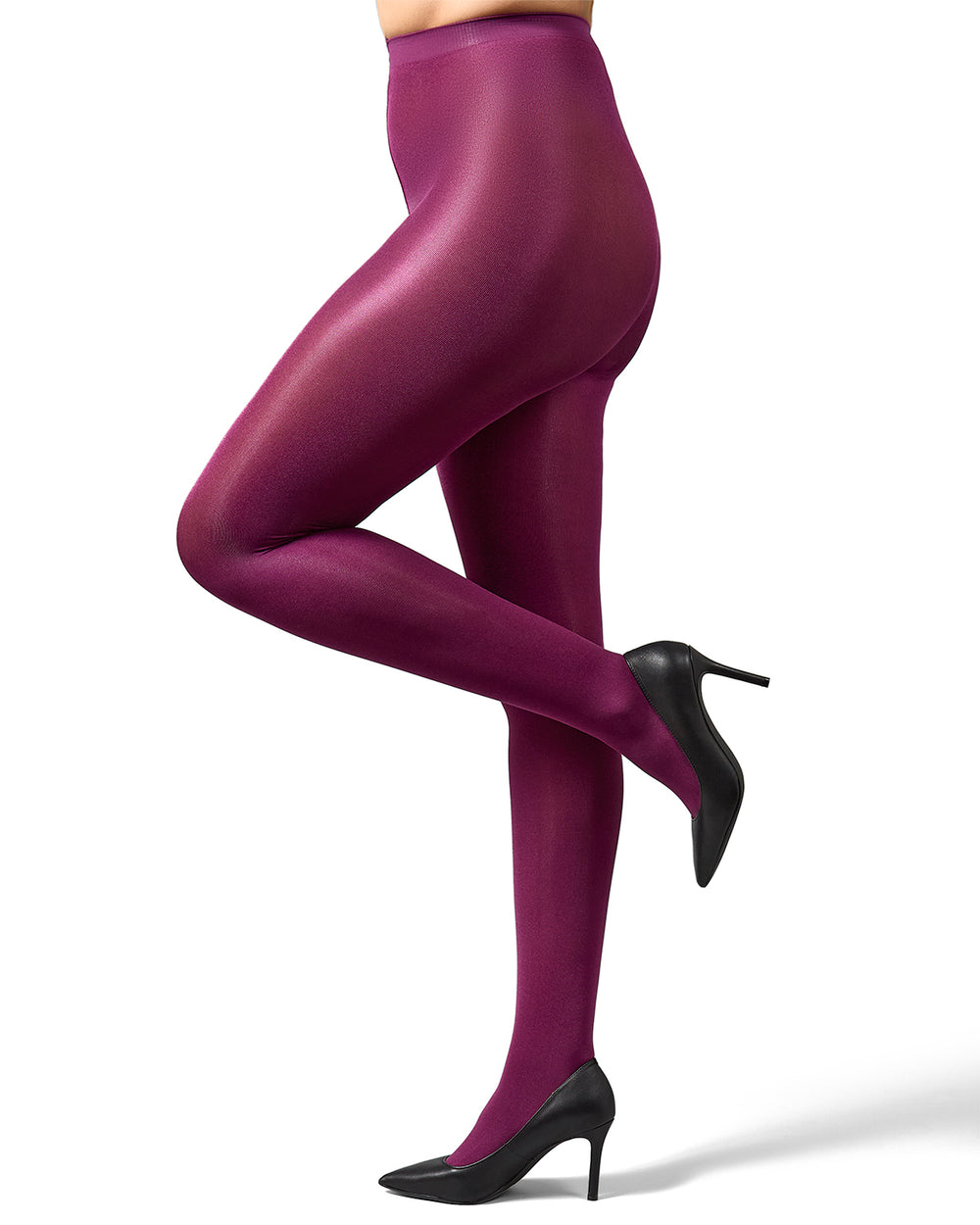 Deep Gloss Semi-Opaque 40 D Tights : Color: Eggplant