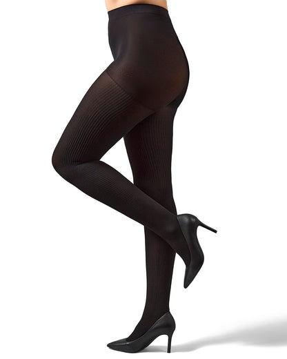 Women's Twin Rib Opaque Nylon Control Top Tights