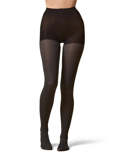Women's Twin Rib Opaque Nylon Control Top Tights : Color: Heather Gray