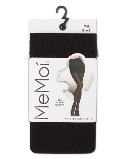 Women's Fine Ribbed Opaque Nylon Tights : Color: Black