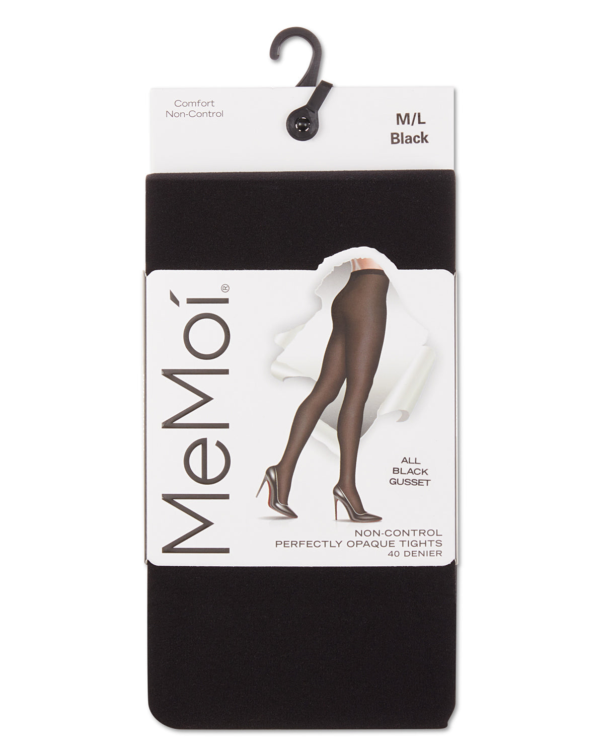 Women's Perfectly Opaque Non-Control Top Nylon Tights : Color: Black