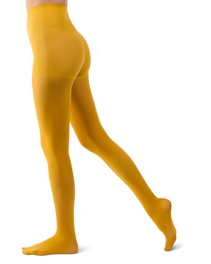 Women's Perfectly Opaque Control Top Tights : Color: Mustard