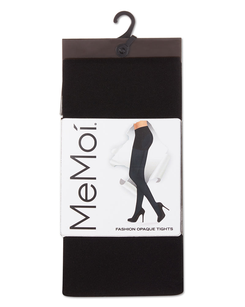MeMoi Athena Key/Solid Control Top Tights 2-Pack Black-Black Small/Medium  at  Women's Clothing store