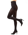 Spiral Opaque Control Top Tights: Color: Black