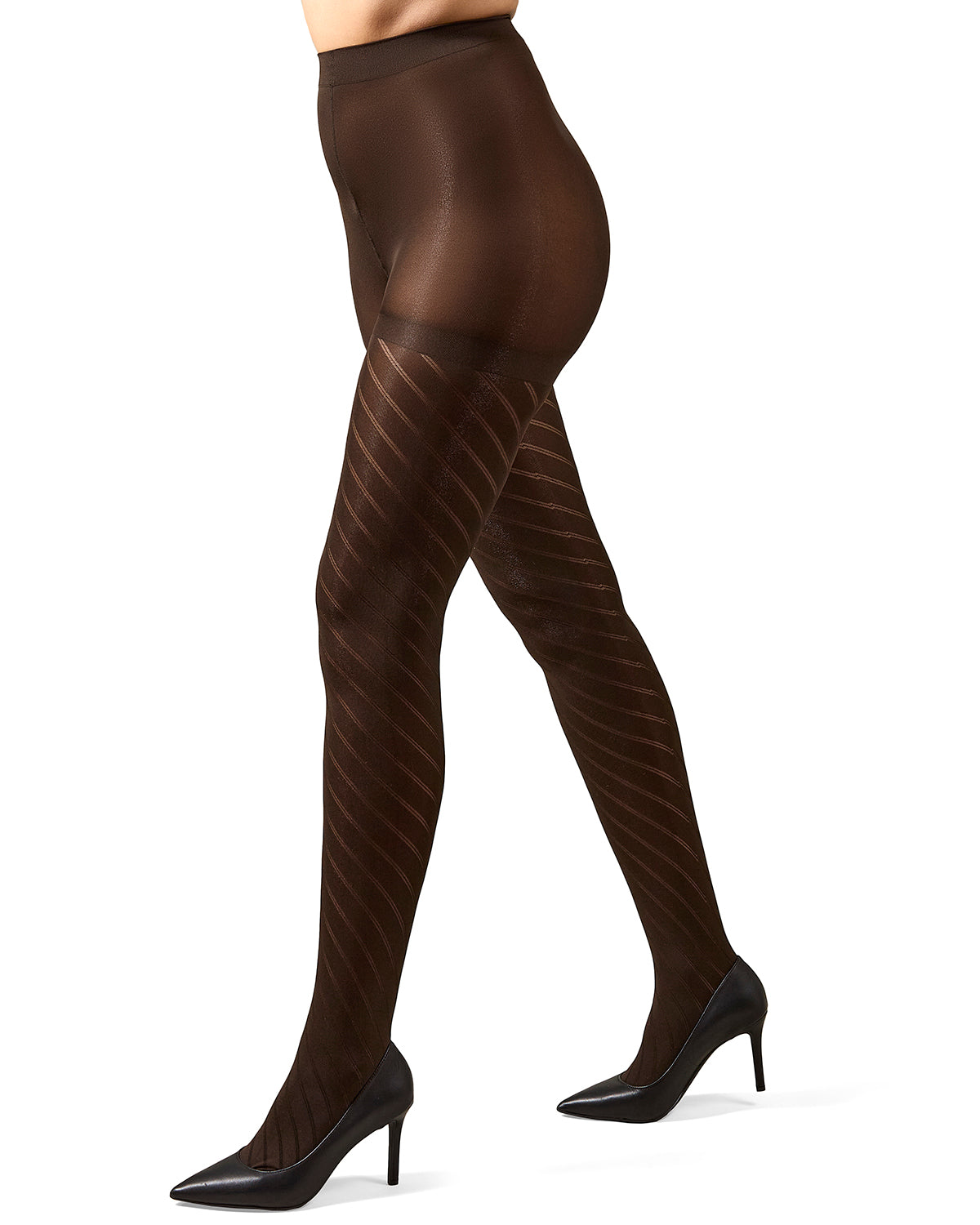 Spiral Opaque Control Top Tights: Color: Dark Chocolate