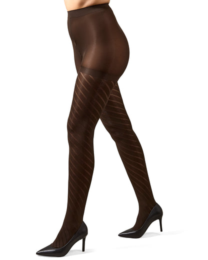 Spiral Opaque Control Top Tights: Color: Dark Chocolate