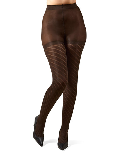 Spiral Opaque Control Top Tights: Color: Dark Chocolate