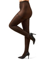 Spiral Opaque Control Top Tights: Color: Dark Chocolate