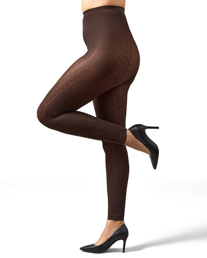 Textured Semi-Opaque Footless Tights: Color: Dark Chocolate