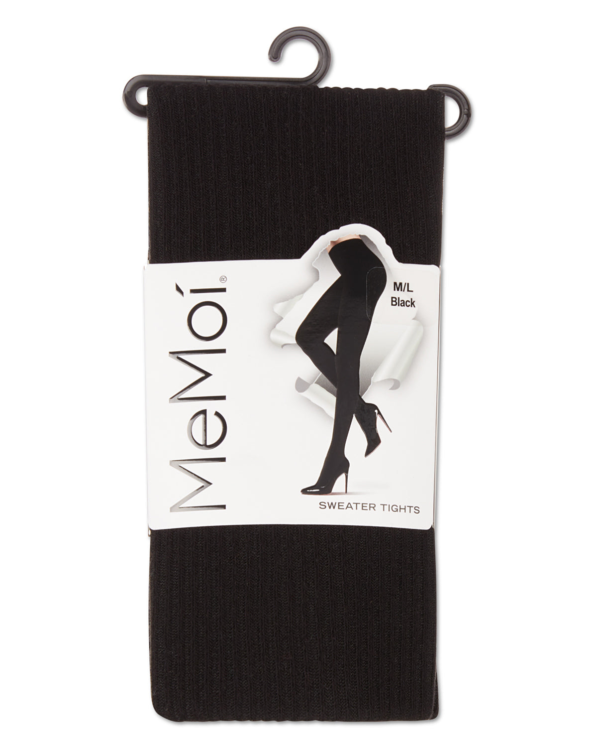 Women's Opaque Pin Ribbed Cotton Sweater Tights : Color: Black