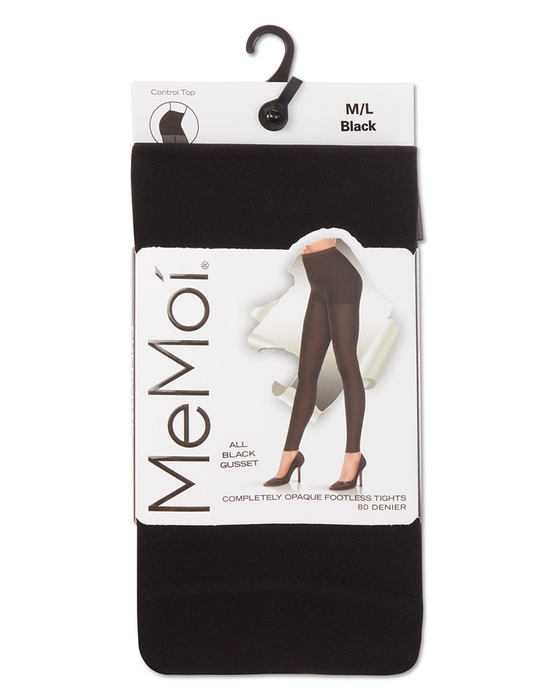 Women Opaque Control Top Footless Lace Tights, Black - One Size - Case of  120