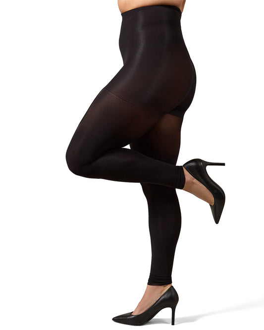Completely Opaque 80 Denier Control Top Footless Tights : Color: Black