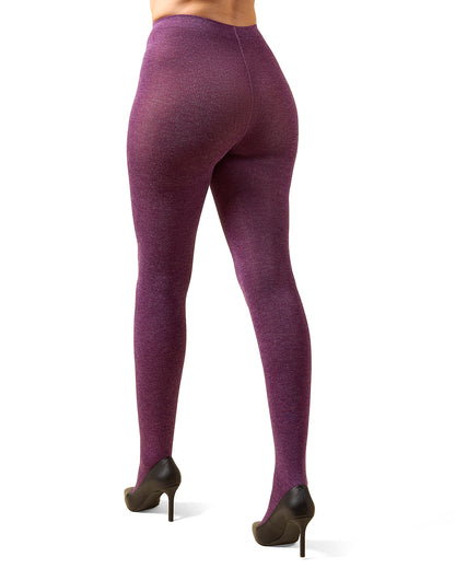 Shiny Cotton Blend Seamless Sweater Tights : Color: Eggplant
