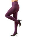 Shiny Cotton Blend Seamless Sweater Tights : Color: Eggplant