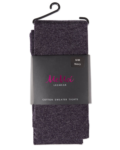 Shiny Cotton Blend Seamless Sweater Tights : Color: Navy