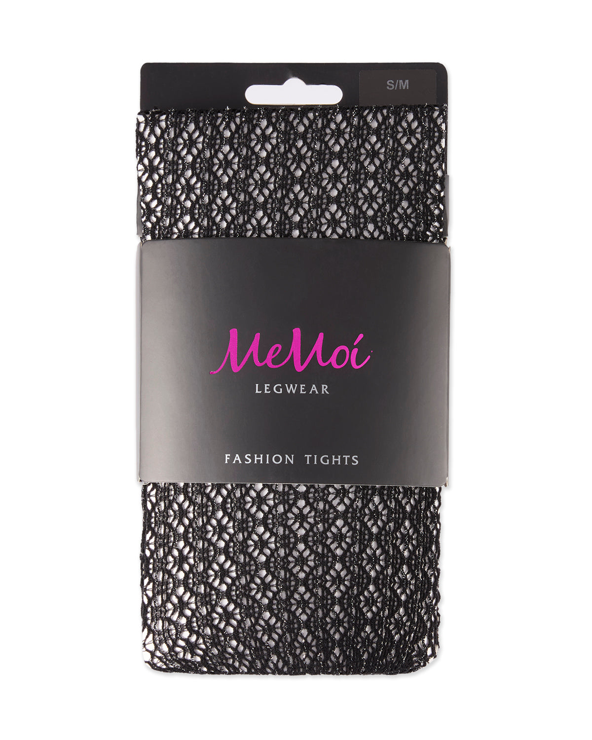 Women's Crochet Lurex Net Nylon Tights : Color: Black/Silver