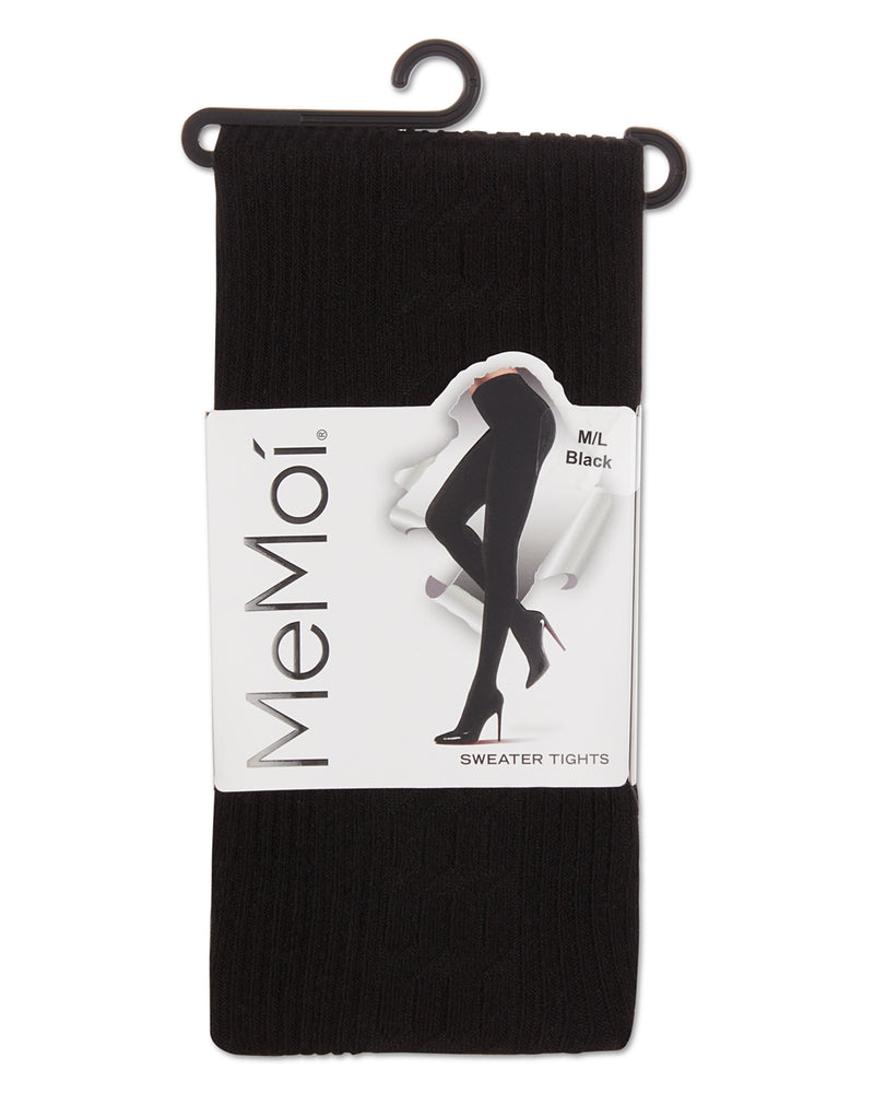 MeMoi Brooklyn Flat Knit Cotton Blend Sweater Tights Black X-Small
