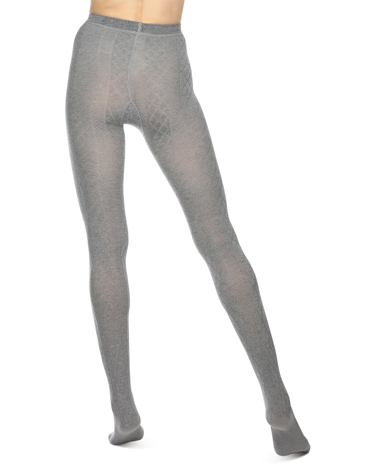 Juneau Diamonds Cotton Blend Sweater Tights : Color: Light Gray