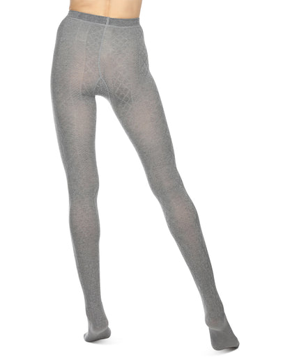 Juneau Diamonds Cotton Blend Sweater Tights : Color: Light Gray
