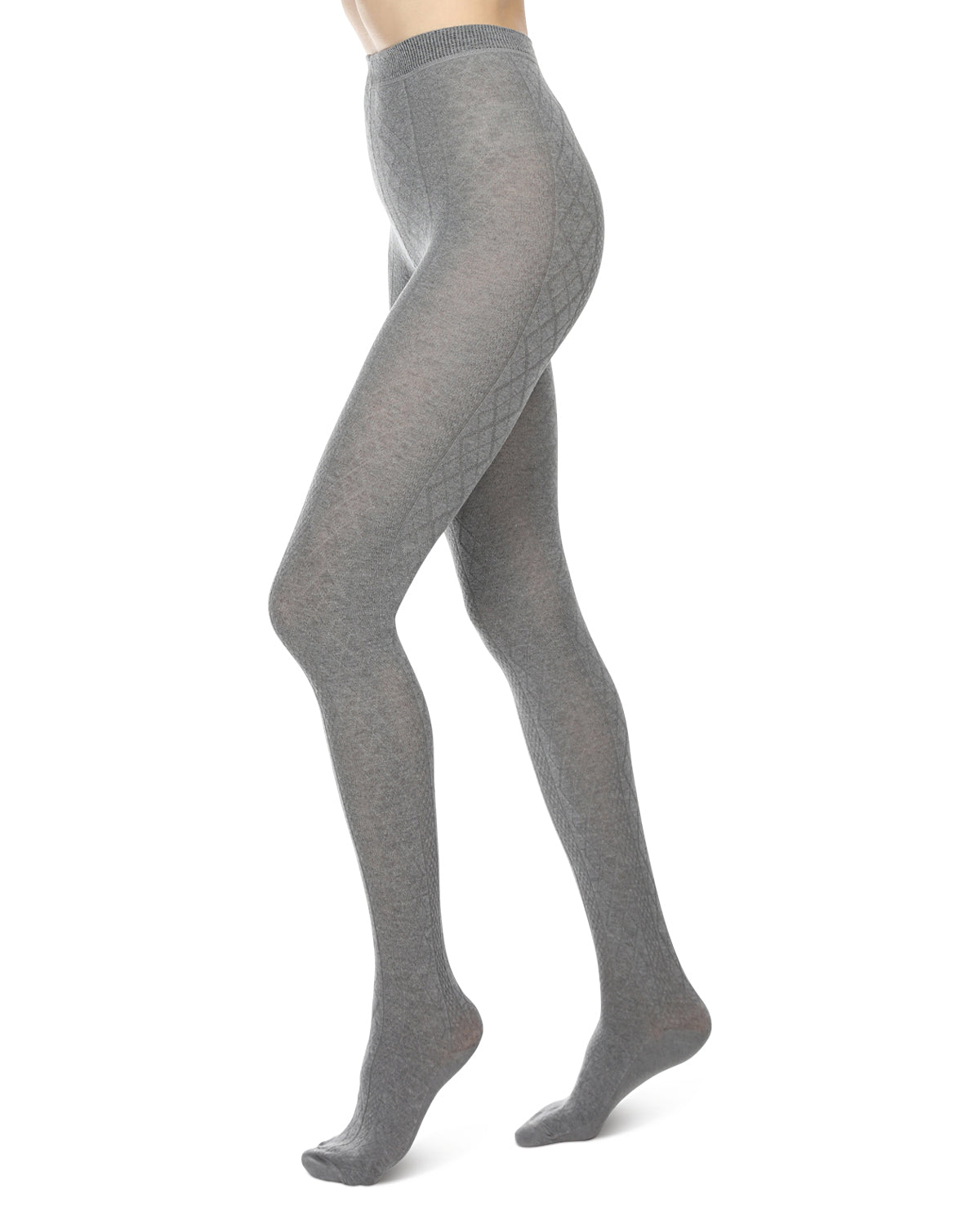 Juneau Diamonds Cotton Blend Sweater Tights : Color: Light Gray
