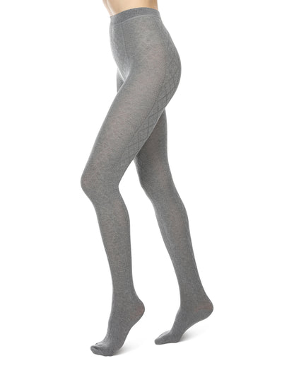 Juneau Diamonds Cotton Blend Sweater Tights : Color: Light Gray