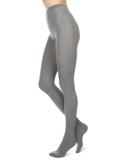 Juneau Diamonds Cotton Blend Sweater Tights : Color: Light Gray