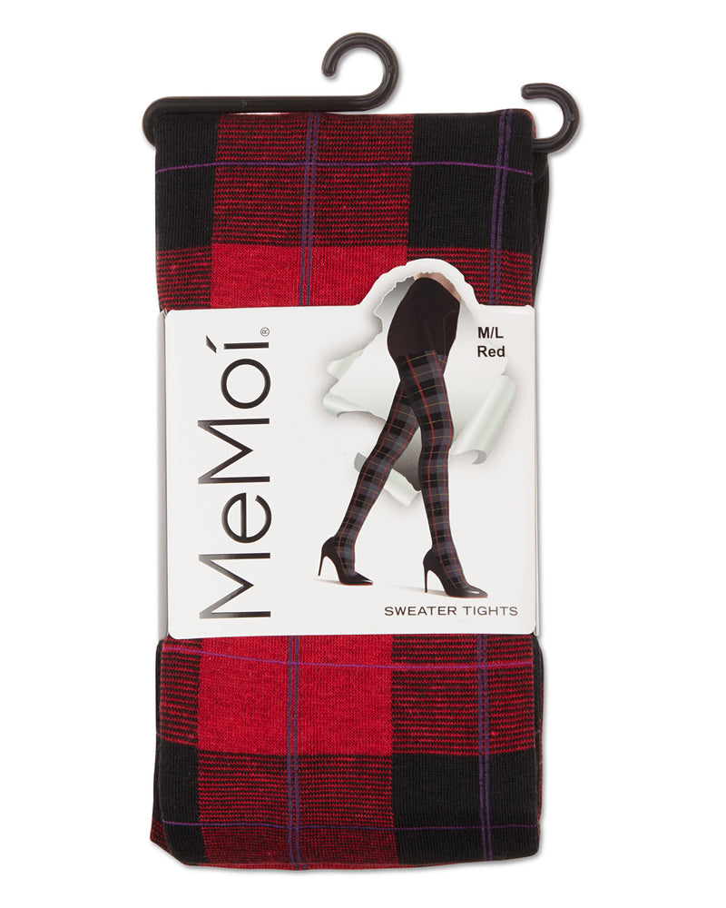 MeMoi - Tartan Plaid Sweater Tight's, Black, S/M at  Women's