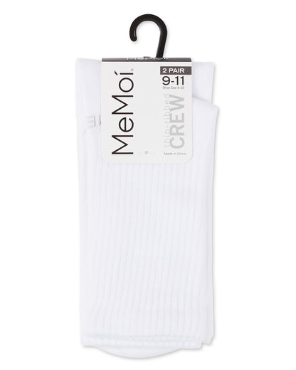 Women's 2 Pair Pack Thin Ribbed Crew Socks : Color: White White