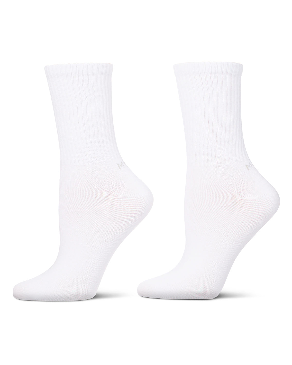 Women's 2 Pair Pack Thin Ribbed Crew Socks : Color: White White