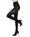 Women's Perfectly Opaque Non-Control Top Nylon Tights : Color: Black