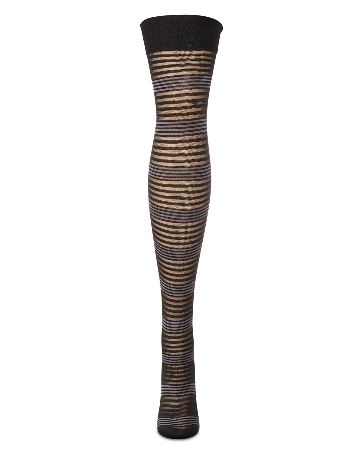 Women's Variegated Sheer Stripe Over The Knee Socks : Color: Black