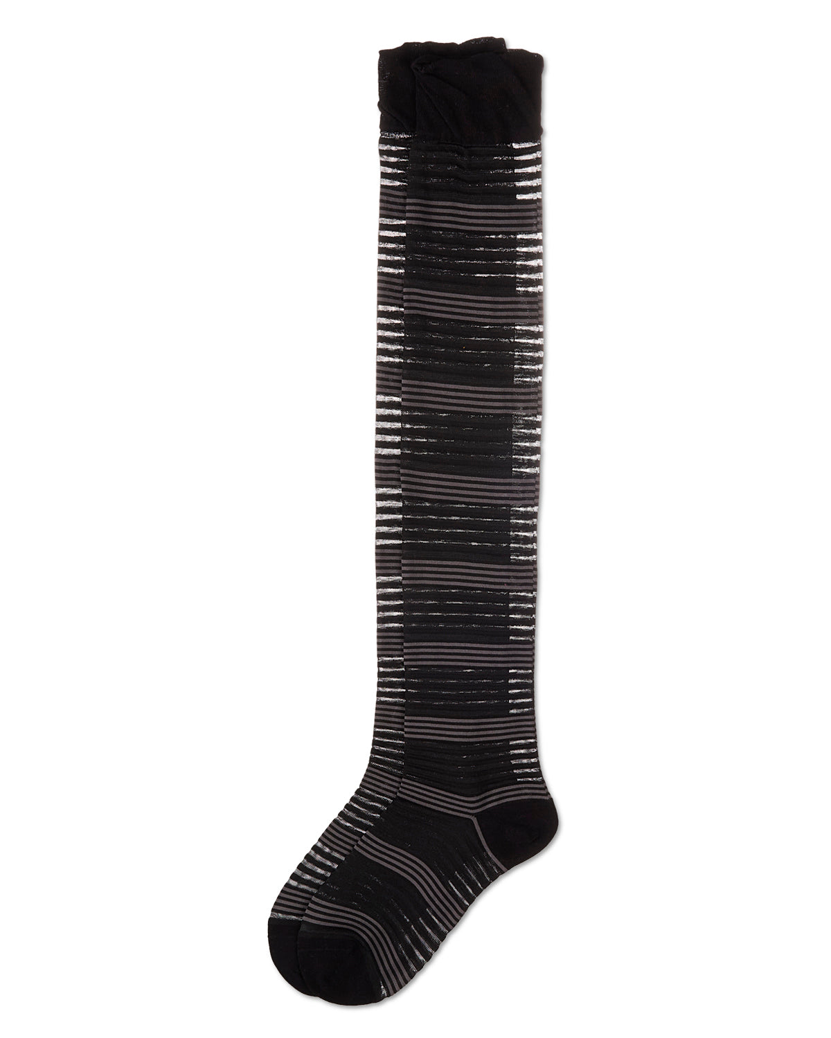 Women's Variegated Sheer Stripe Over The Knee Socks : Color: Black
