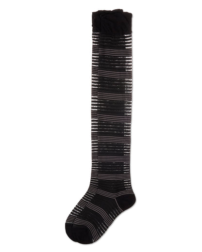 Women's Variegated Sheer Stripe Over The Knee Socks : Color: Black