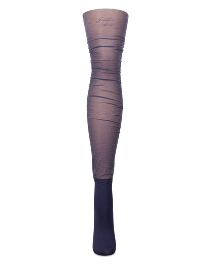 Women's Shimmer Top Over The Knee Socks : Color: Black