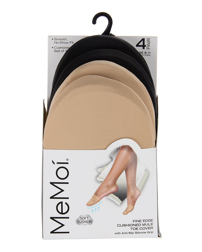 4 Pair Women's Fine-Edge Mule Toe Covers with Cotton Cushioning