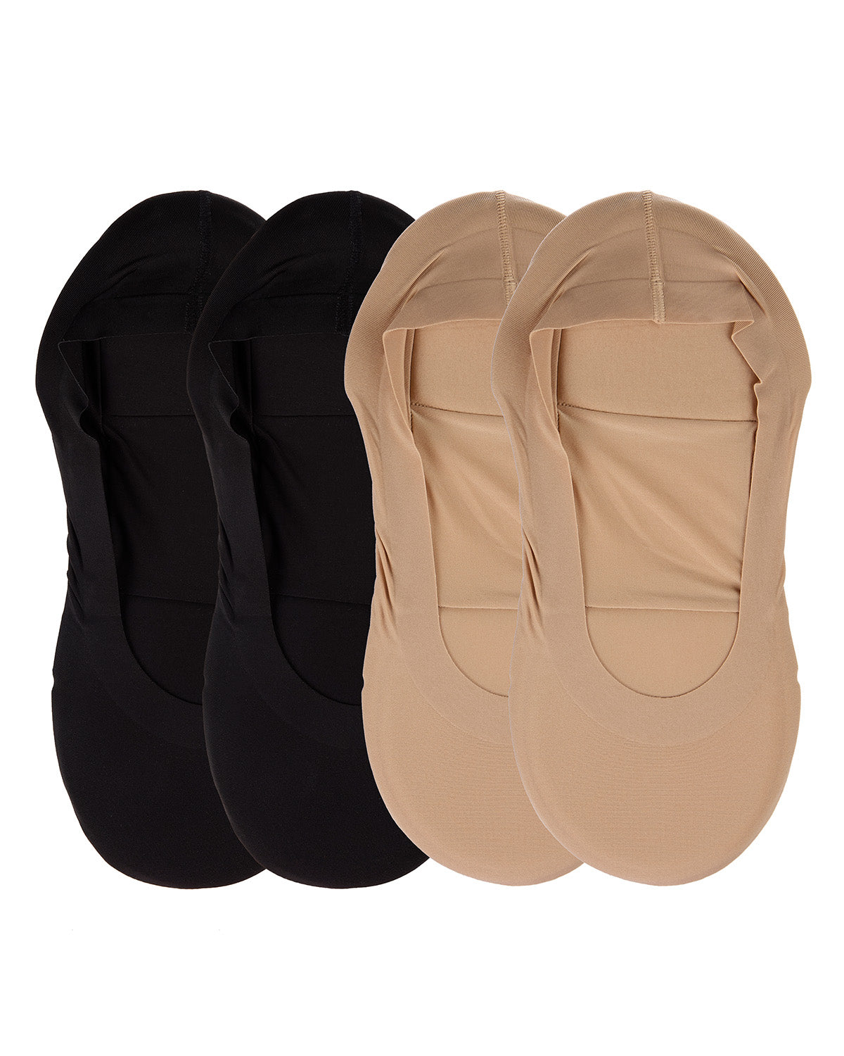 4 Pairs Women's Cushioned Fine Edge No-Show Sock Liner : Color: Black-Nude