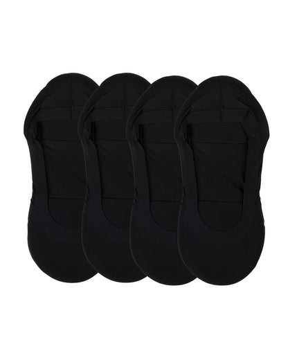 4 Pairs Women's Cushioned Fine Edge No-Show Sock Liner : Color: Black