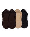 4 Pairs Women's Cushioned Fine Edge No-Show Sock Liner : Color: Brown-Tan-Black