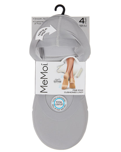 4 Pairs Women's Cushioned Fine Edge No-Show Sock Liner : Color: Gray-Nude-Black