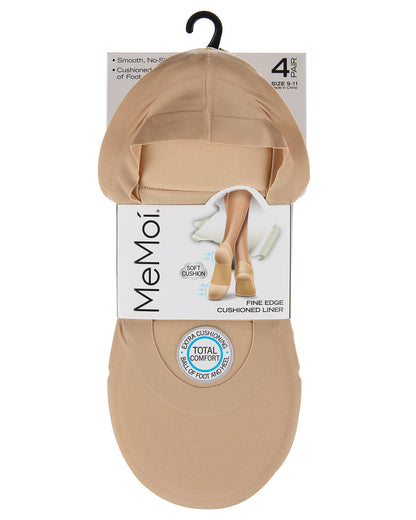 4 Pairs Women's Cushioned Fine Edge No-Show Sock Liner : Color: Nude