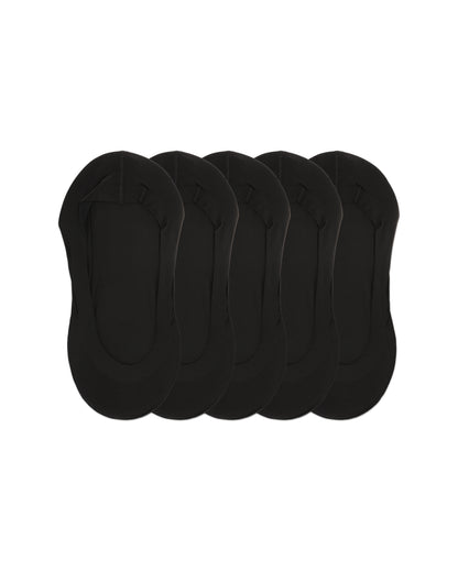 Women's 5 Pair Pack Fine Edge Nylon No Show Liner Socks : Color: Black