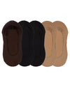 Women's 5 Pair Pack Fine Edge Nylon No Show Liner Socks : Color: Brown-Black-Tan