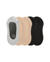 Women's 5 Pair Pack Fine Edge Nylon No Show Liner Socks : Color: Gray/Nude/Black