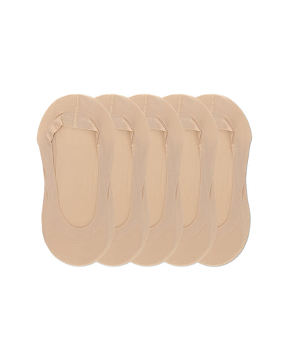 Women's 5 Pair Pack Fine Edge Nylon No Show Liner Socks : Color: Nude
