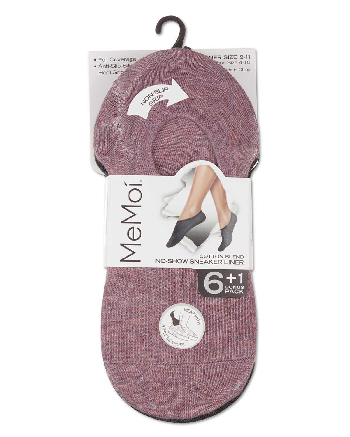 Women's 7 Pair Pack Cotton Blend No Show Sneaker Liners : Color: Lilac Gray