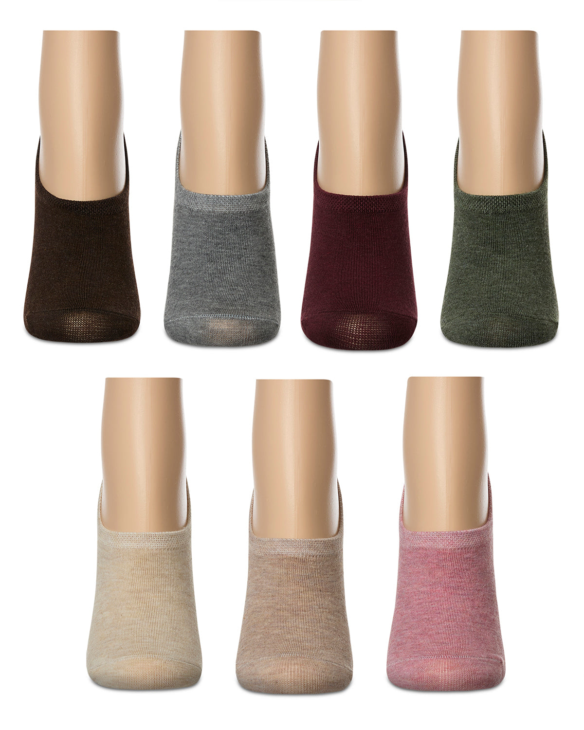 Women's 7 Pair Pack Cotton Blend No Show Sneaker Liners : Color: Mauve