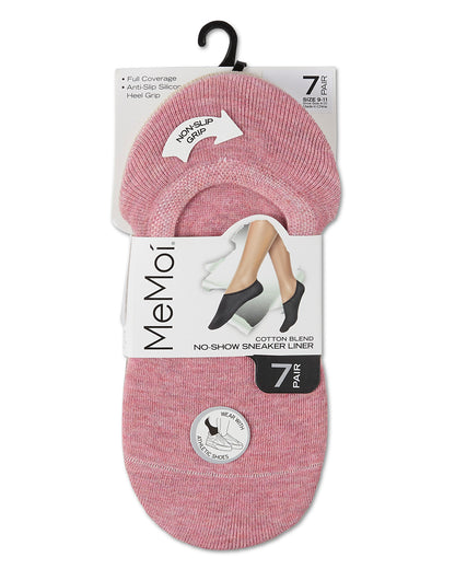 Women's 7 Pair Pack Cotton Blend No Show Sneaker Liners : Color: Mauve