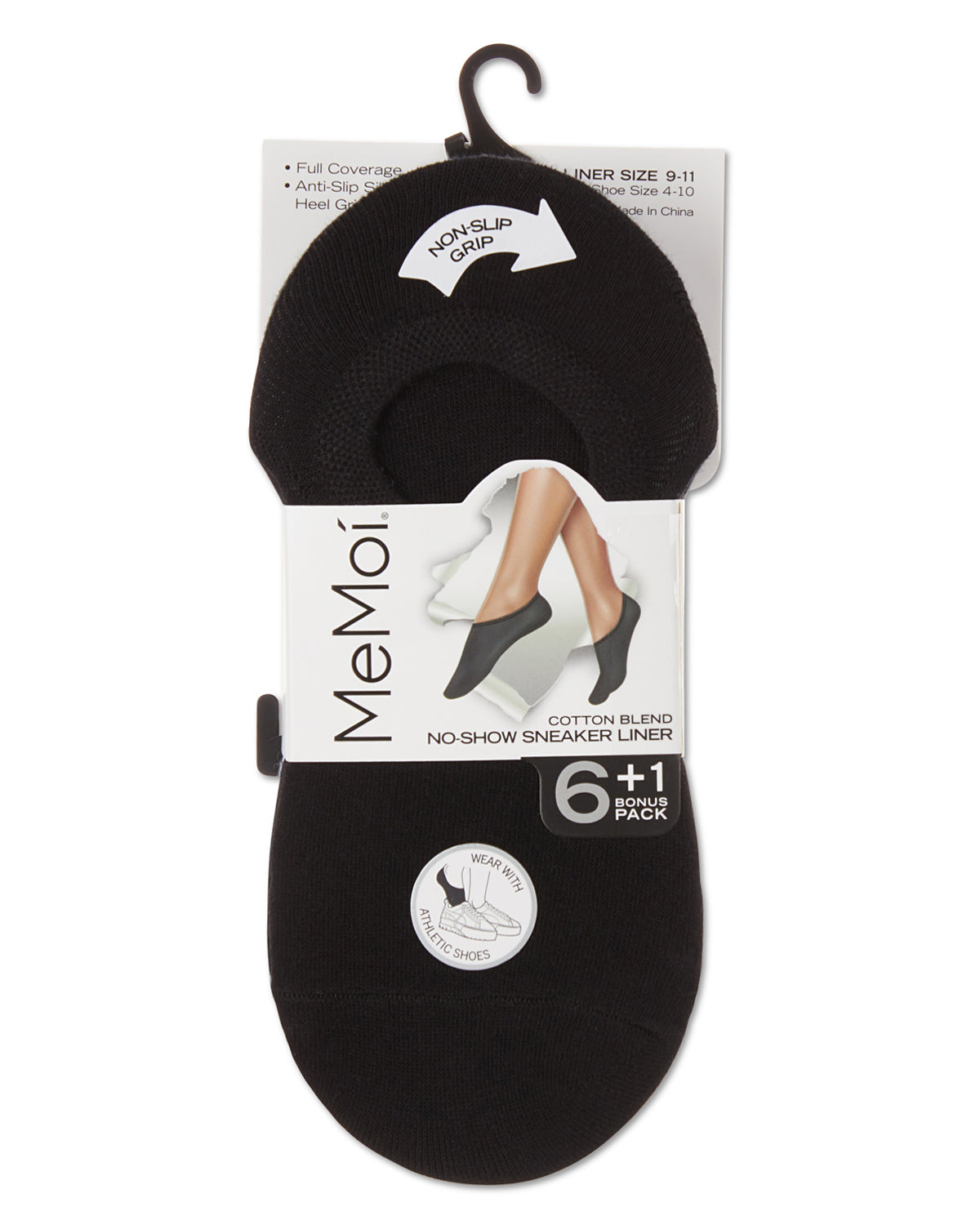 Women's 7 Pair Pack Cotton Blend No Show Sneaker Liners : Color: White Black