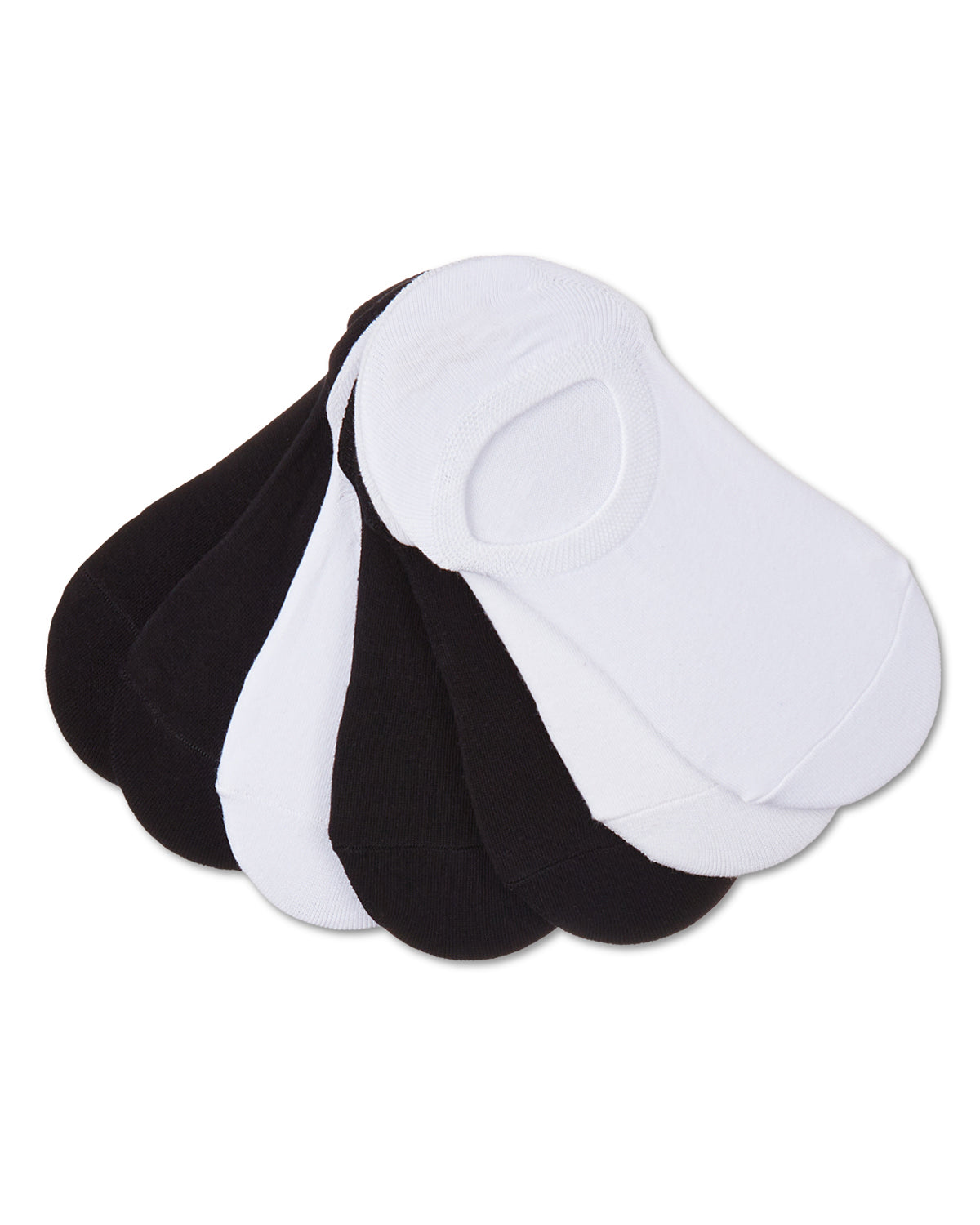 Women's 7 Pair Pack Cotton Blend No Show Sneaker Liners : Color: White-Black